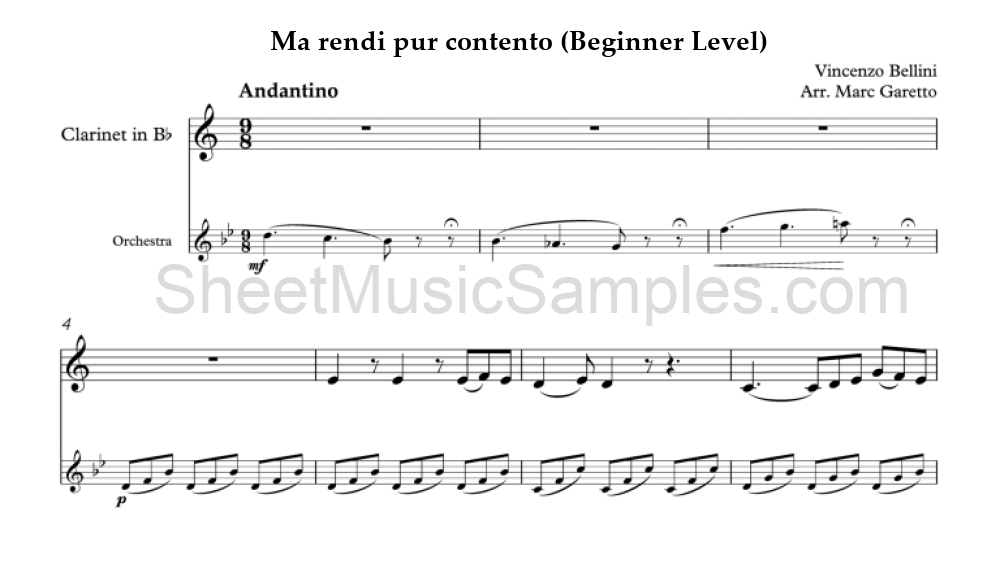 Ma rendi pur contento (Beginner Level)