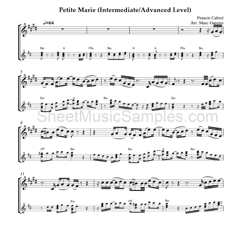 Petite Marie (Intermediate/Advanced Level)