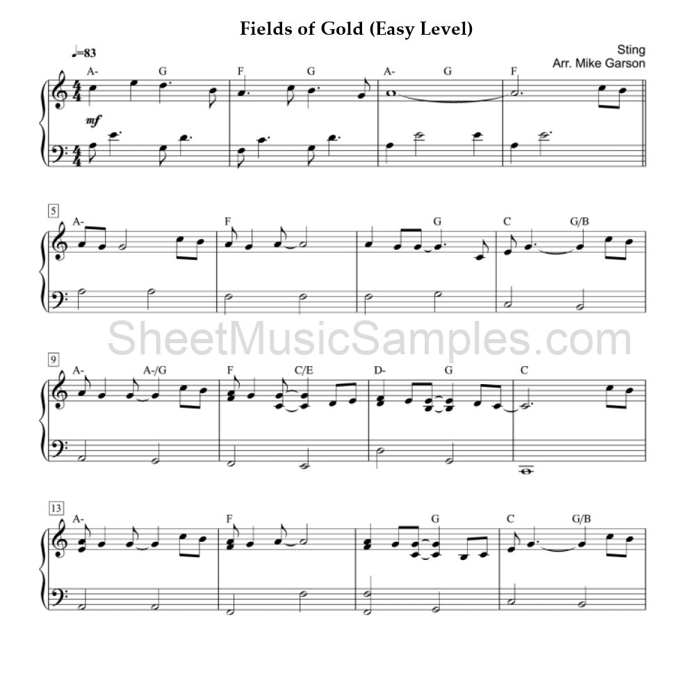 Fields of Gold (Easy Level)