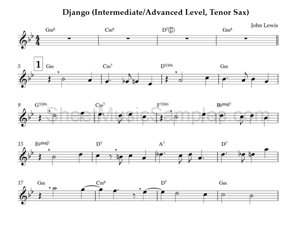 Django (Intermediate/Advanced Level, Tenor Sax)