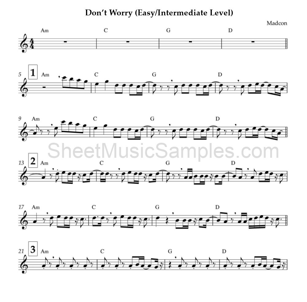 Don’t Worry (Easy/Intermediate Level)