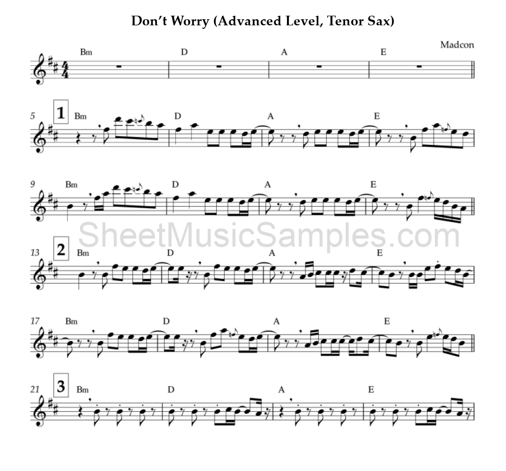 Don’t Worry (Advanced Level, Tenor Sax)