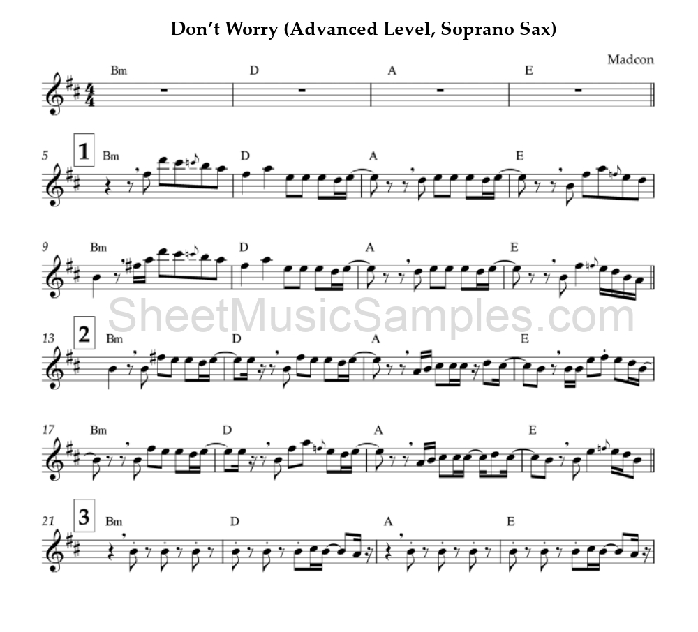 Don’t Worry (Advanced Level, Soprano Sax)