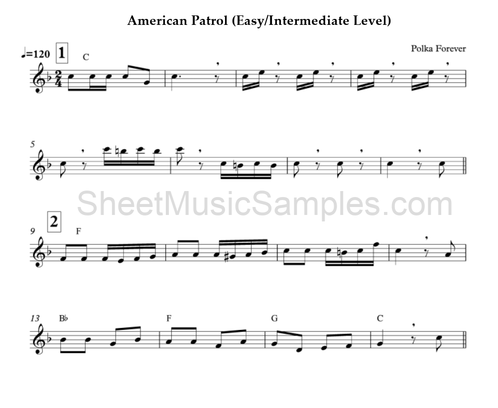 American Patrol (Easy/Intermediate Level)