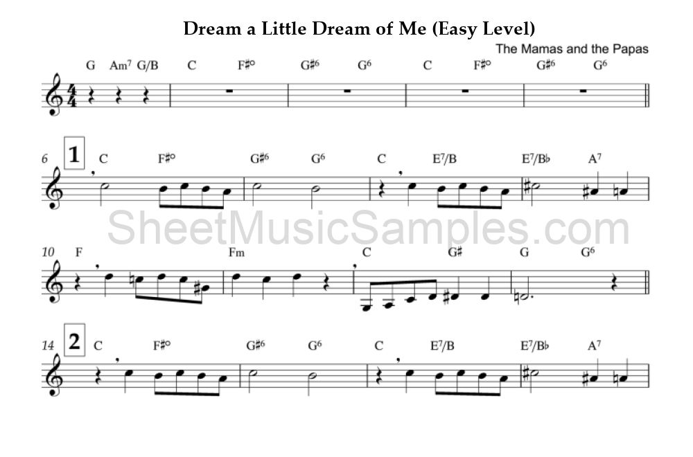 Dream a Little Dream of Me (Easy Level)