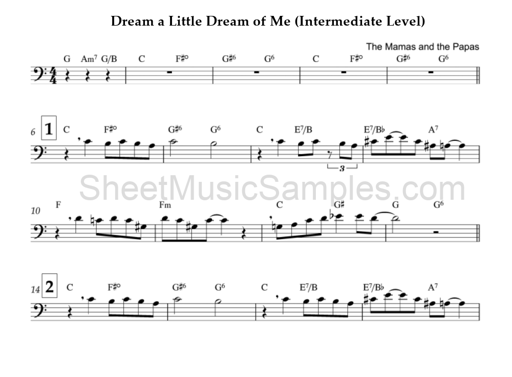 Dream a Little Dream of Me (Intermediate Level)