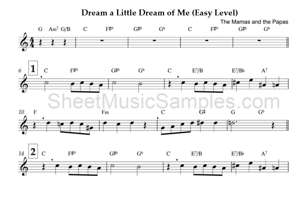 Dream a Little Dream of Me (Easy Level)