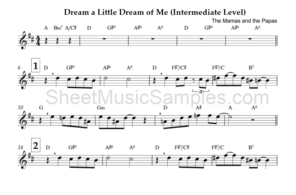 Dream a Little Dream of Me (Intermediate Level)