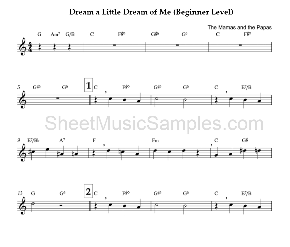 Dream a Little Dream of Me (Beginner Level)