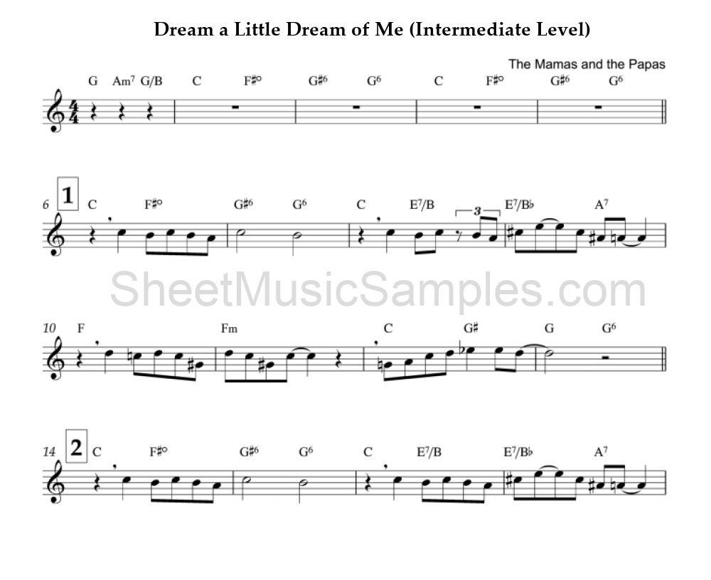 Dream a Little Dream of Me (Intermediate Level)