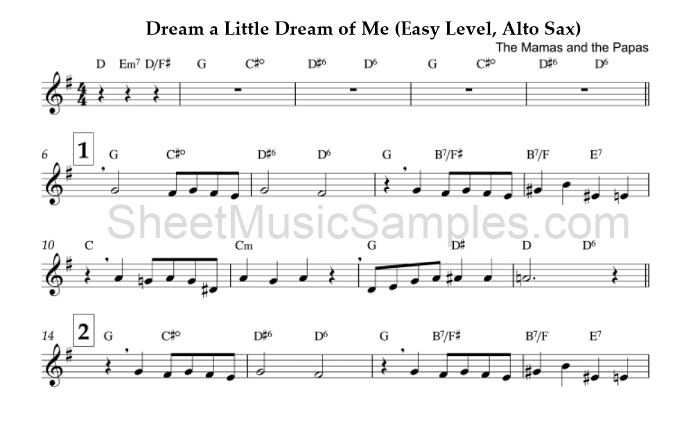 Dream a Little Dream of Me (Easy Level, Alto Sax)