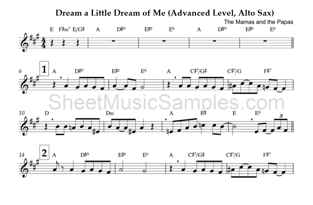 Dream a Little Dream of Me (Advanced Level, Alto Sax)