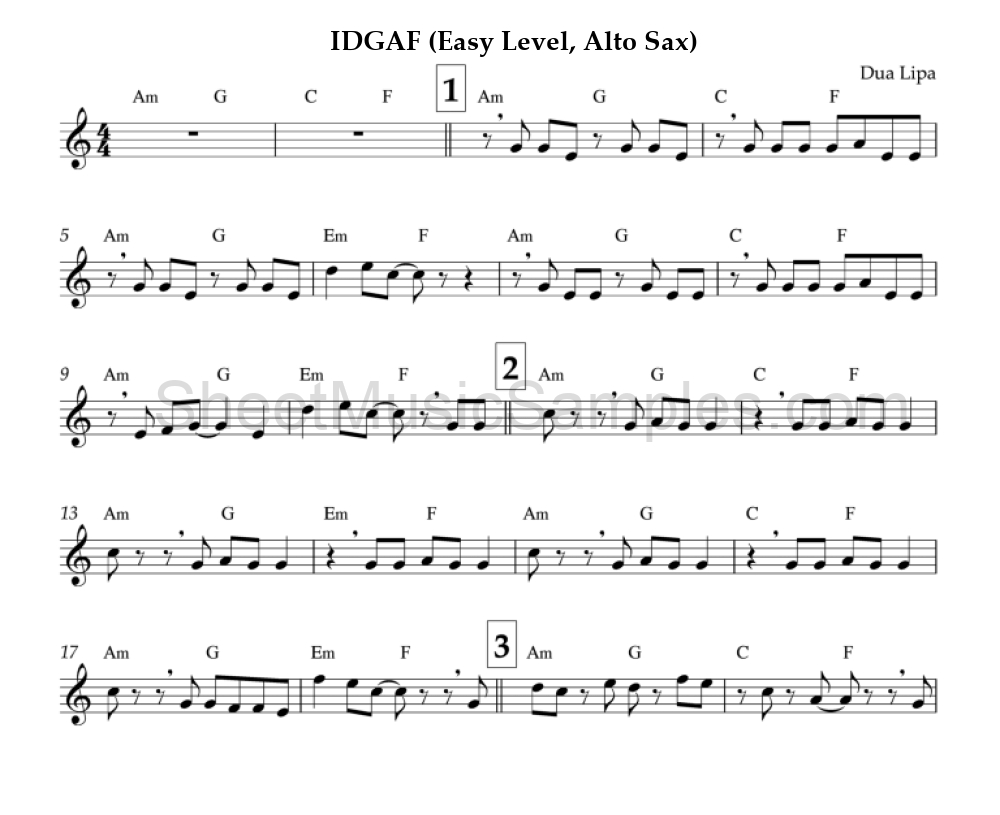 IDGAF (Easy Level, Alto Sax)