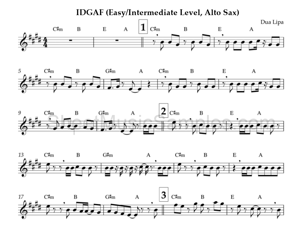 IDGAF (Easy/Intermediate Level, Alto Sax)