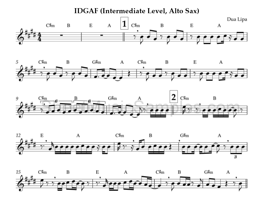 IDGAF (Intermediate Level, Alto Sax)