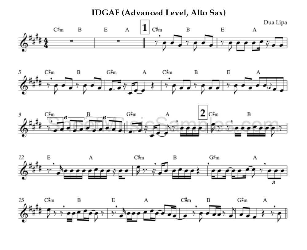 IDGAF (Advanced Level, Alto Sax)