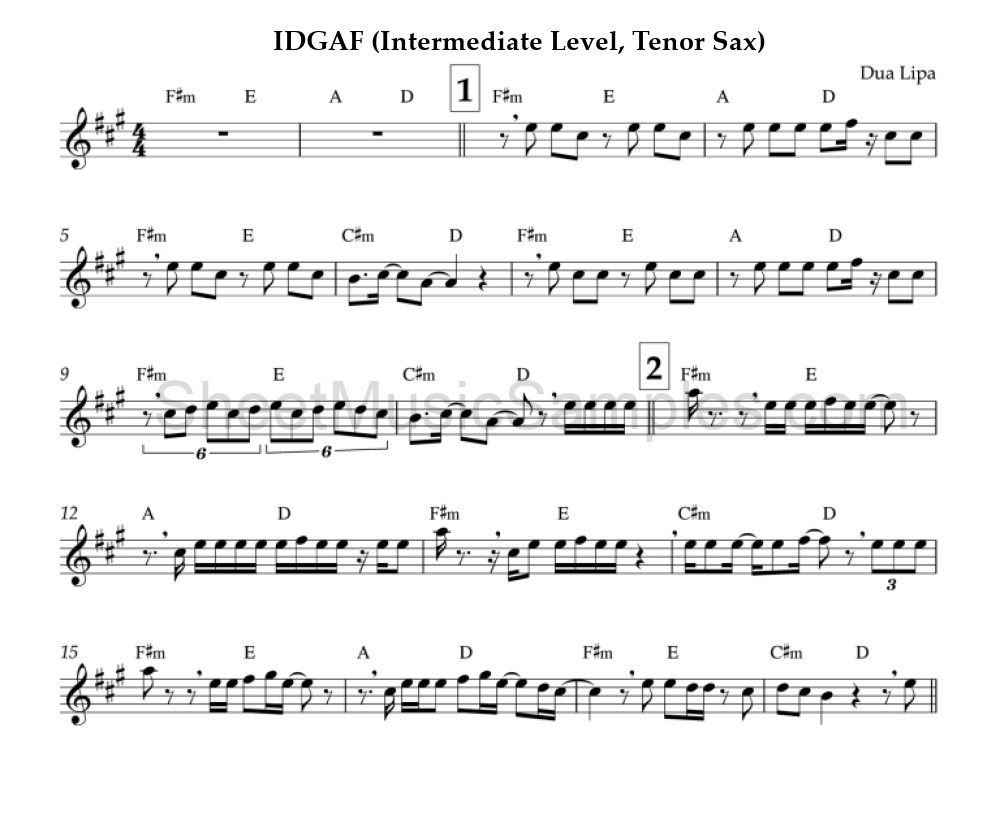 IDGAF (Intermediate Level, Tenor Sax)