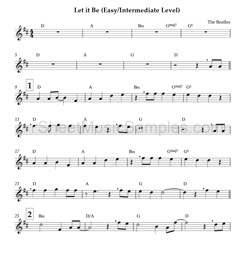 Let it Be (Easy/Intermediate Level)