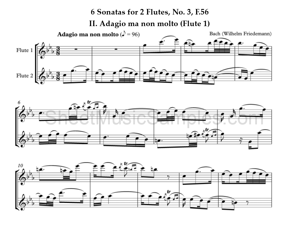 6 Sonatas for 2 Flutes, No. 3, F.56 - II. Adagio ma non molto (Flute 1)