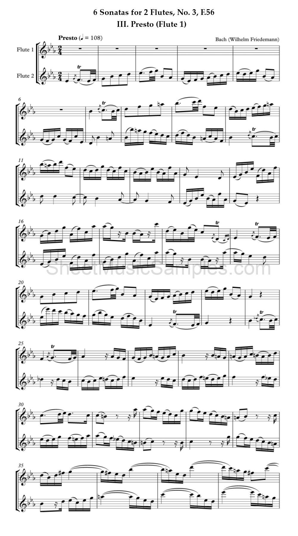 6 Sonatas for 2 Flutes, No. 3, F.56 - III. Presto (Flute 1)