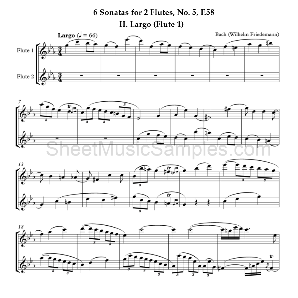 6 Sonatas for 2 Flutes, No. 5, F.58 - II. Largo (Flute 1)