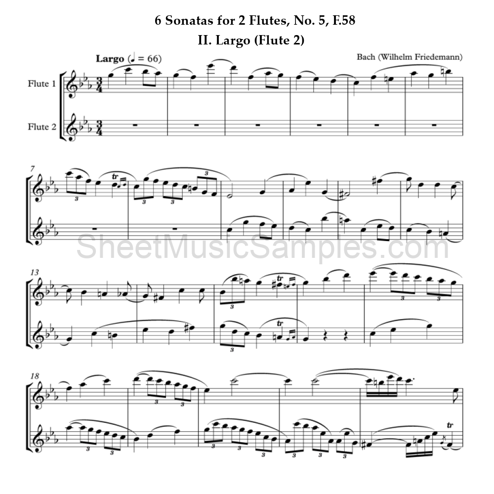 6 Sonatas for 2 Flutes, No. 5, F.58 - II. Largo (Flute 2)