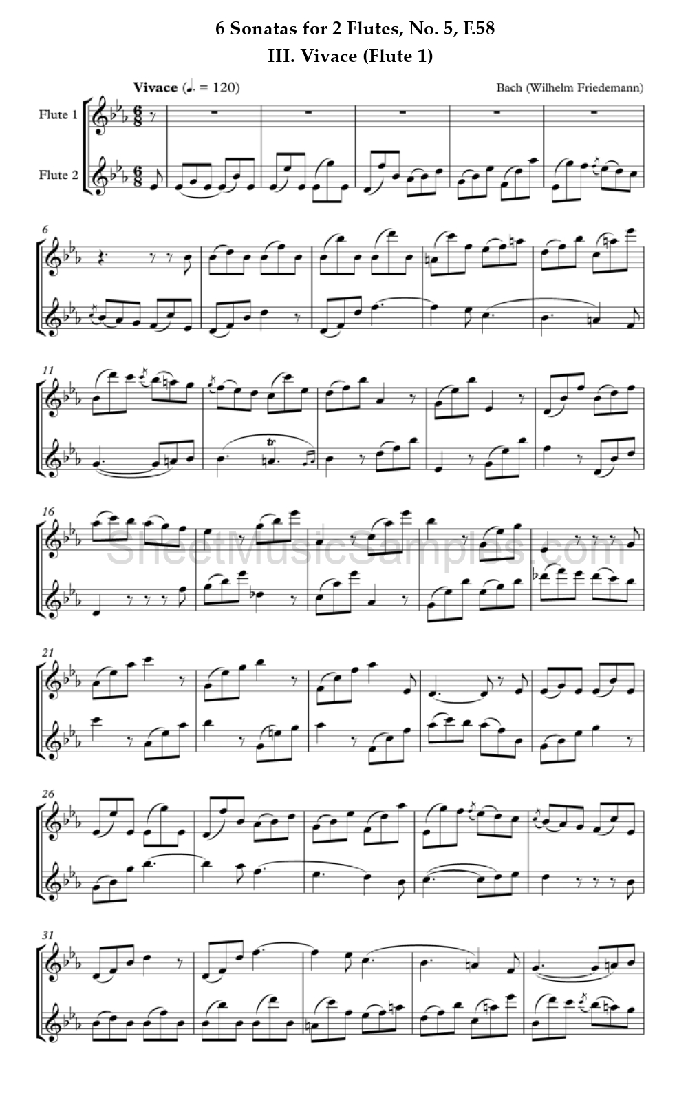 6 Sonatas for 2 Flutes, No. 5, F.58 - III. Vivace (Flute 1)