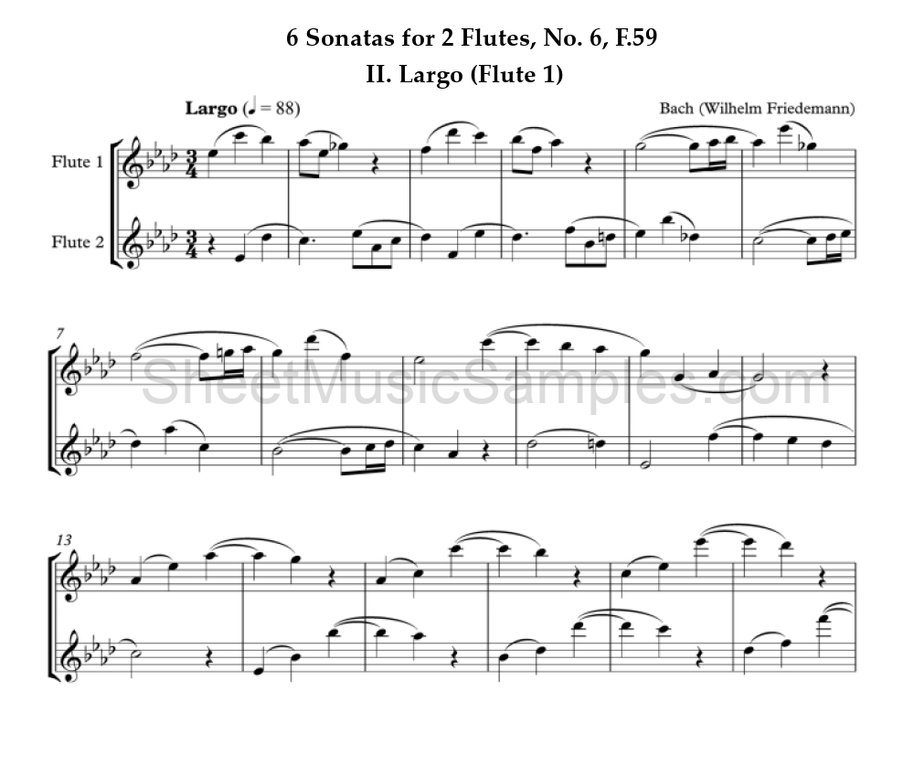 6 Sonatas for 2 Flutes, No. 6, F.59 - II. Largo (Flute 1)