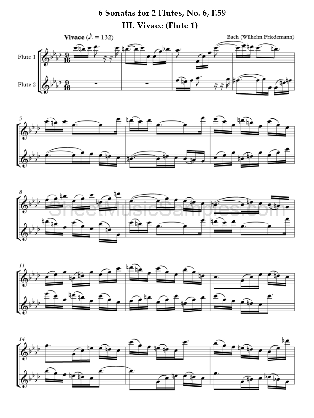 6 Sonatas for 2 Flutes, No. 6, F.59 - III. Vivace (Flute 1)