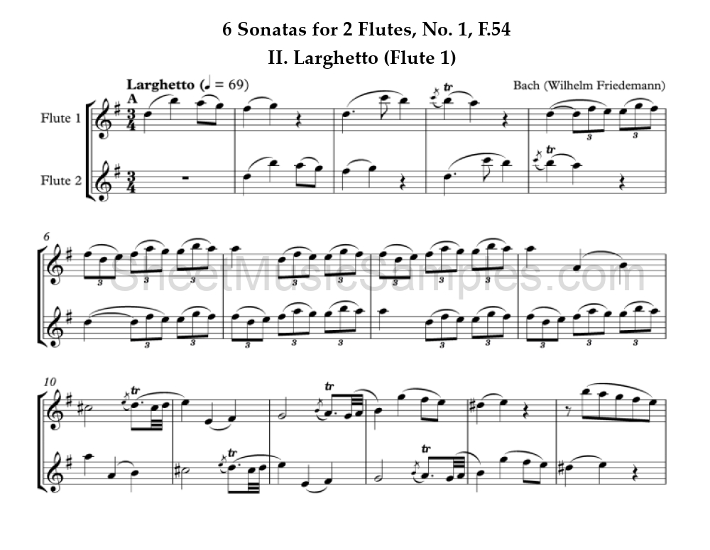 6 Sonatas for 2 Flutes, No. 1, F.54 - II. Larghetto (Flute 1)