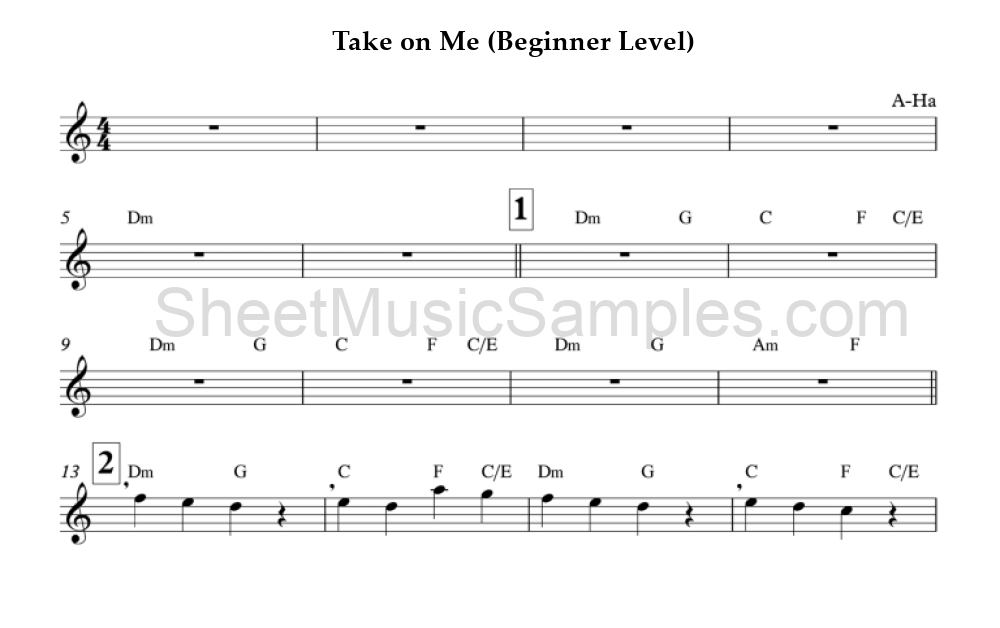 Take on Me (Beginner Level)