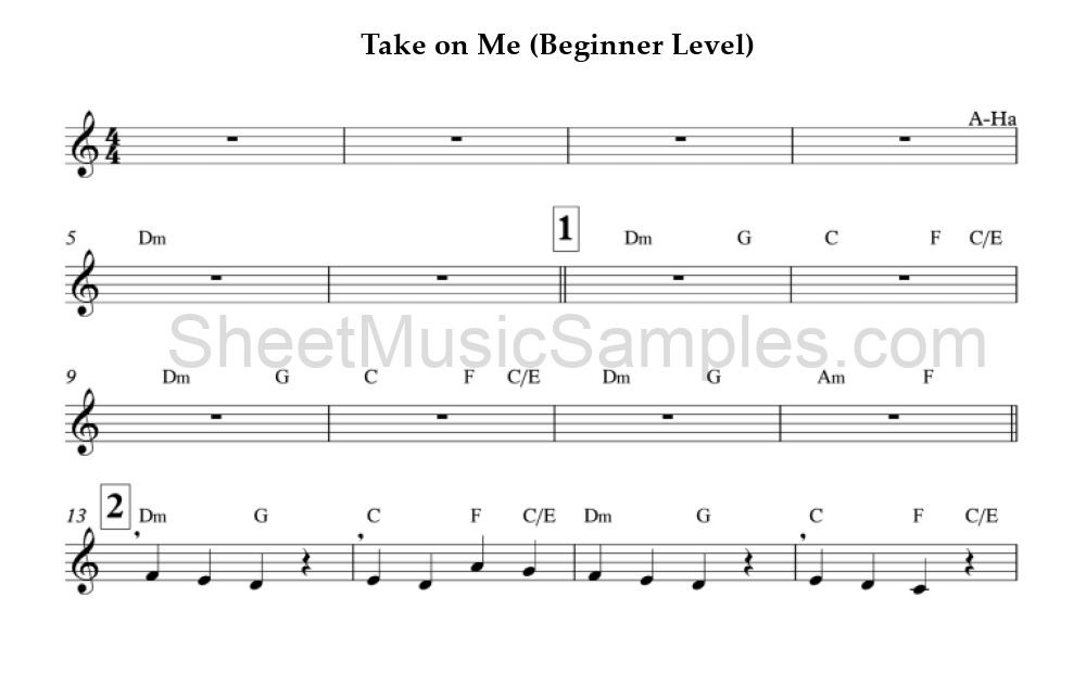 Take on Me (Beginner Level)