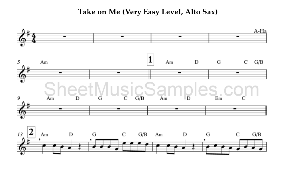 Take on Me (Very Easy Level, Alto Sax)