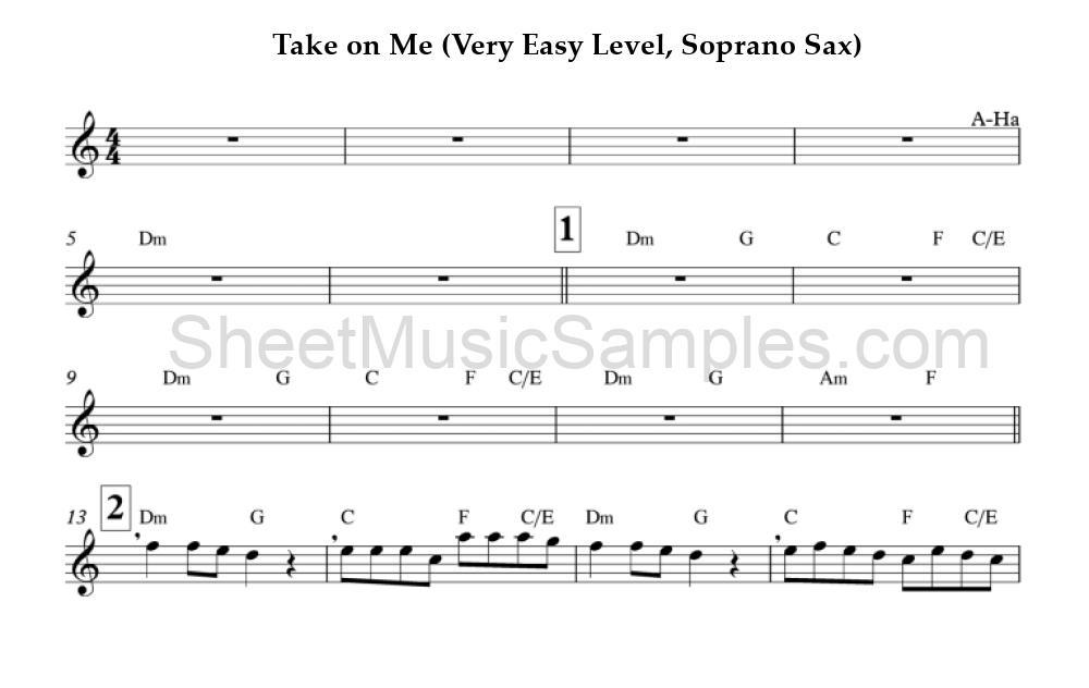 Take on Me (Very Easy Level, Soprano Sax)