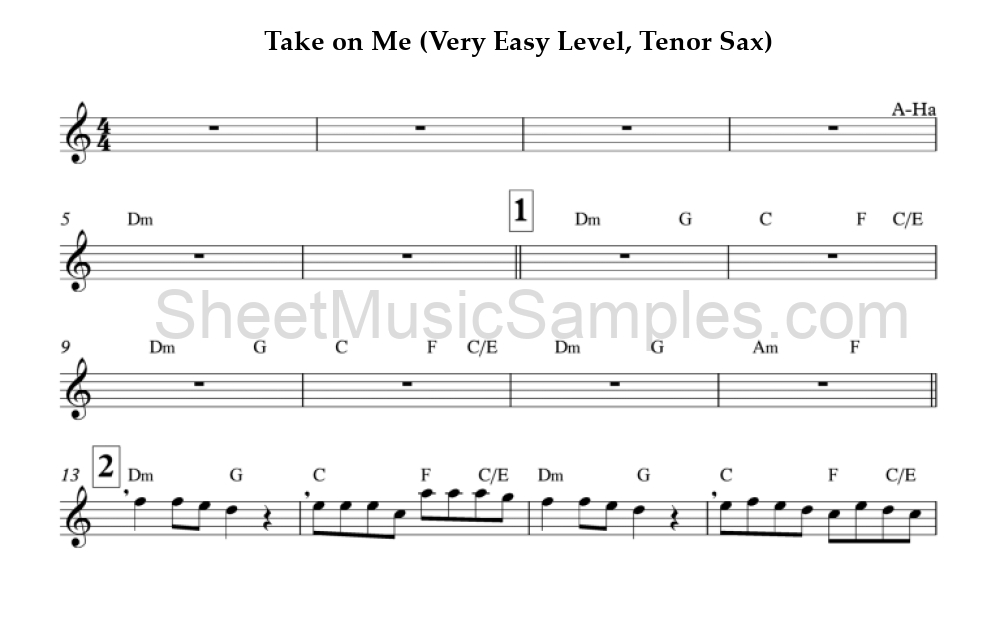 Take on Me (Very Easy Level, Tenor Sax)