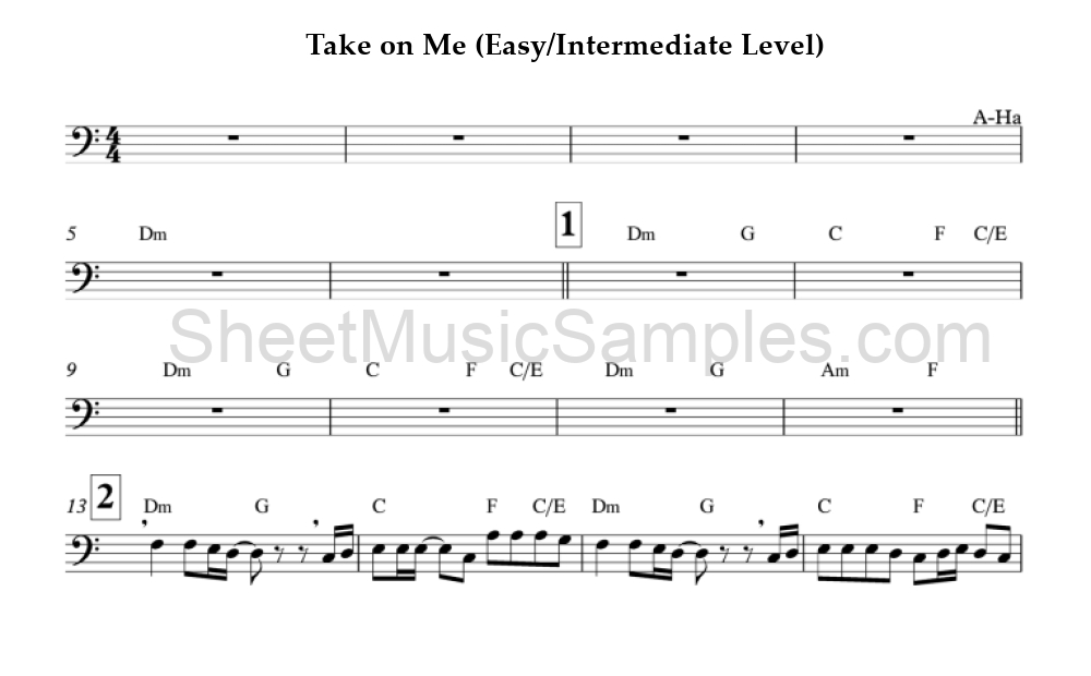 Take on Me (Easy/Intermediate Level)