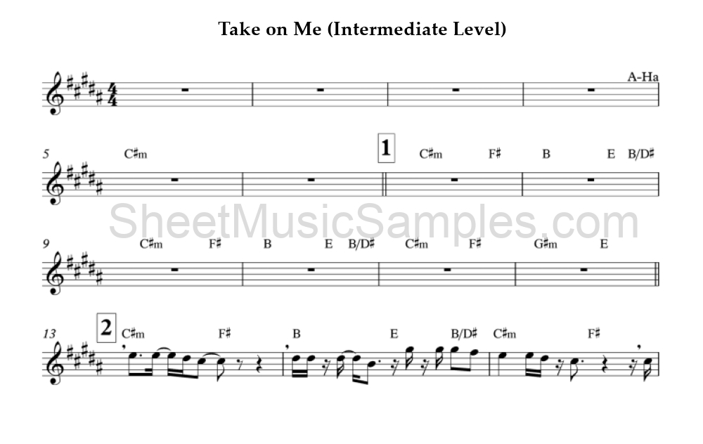 Take on Me (Intermediate Level)