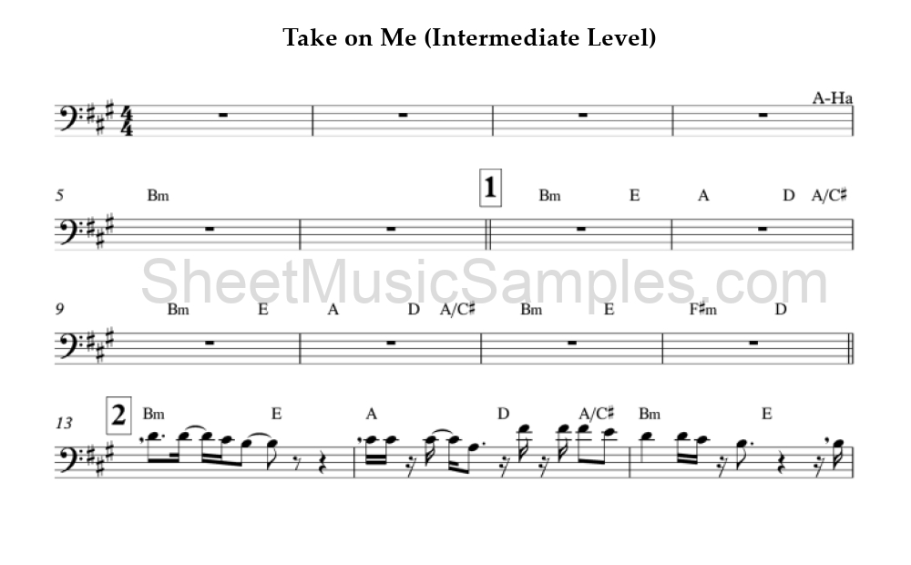 Take on Me (Intermediate Level)