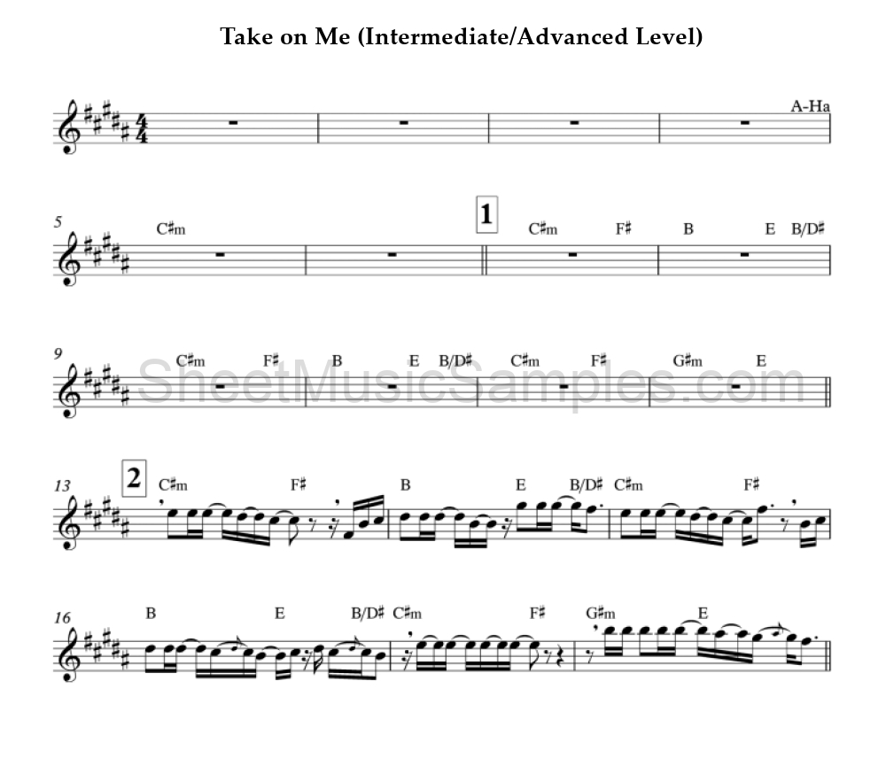 Take on Me (Intermediate/Advanced Level)