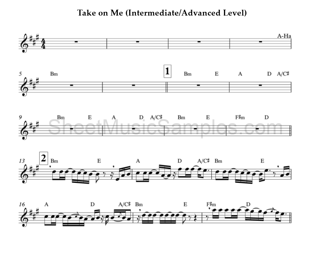 Take on Me (Intermediate/Advanced Level)