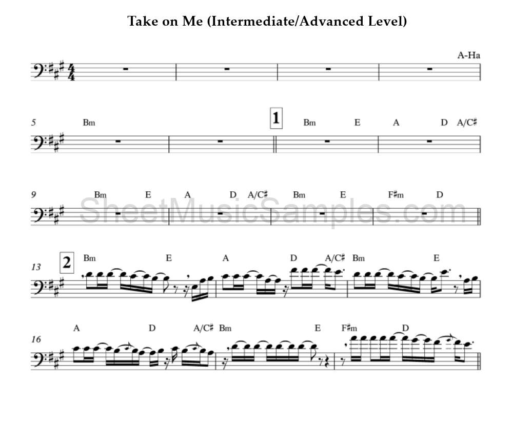 Take on Me (Intermediate/Advanced Level)