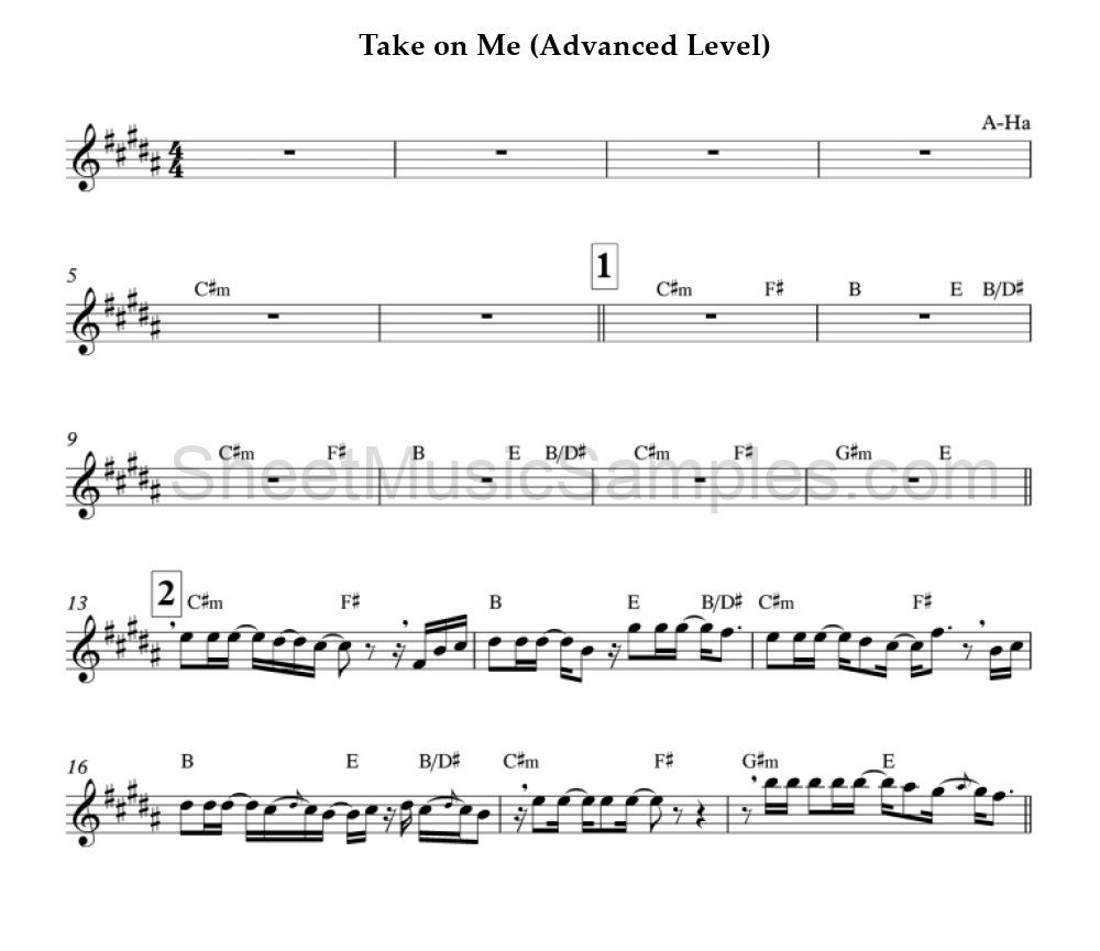 Take on Me (Advanced Level)