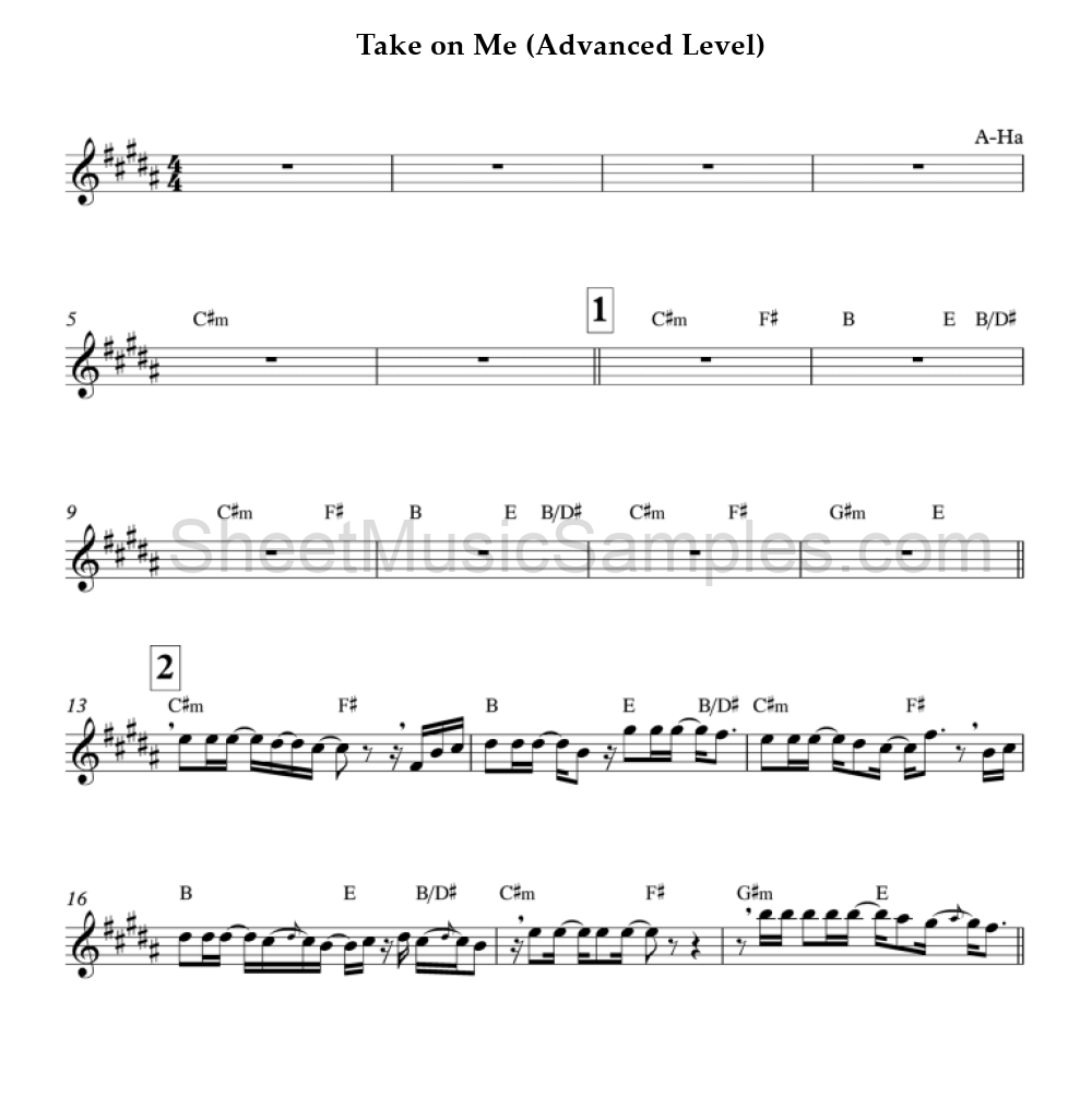 Take on Me (Advanced Level)