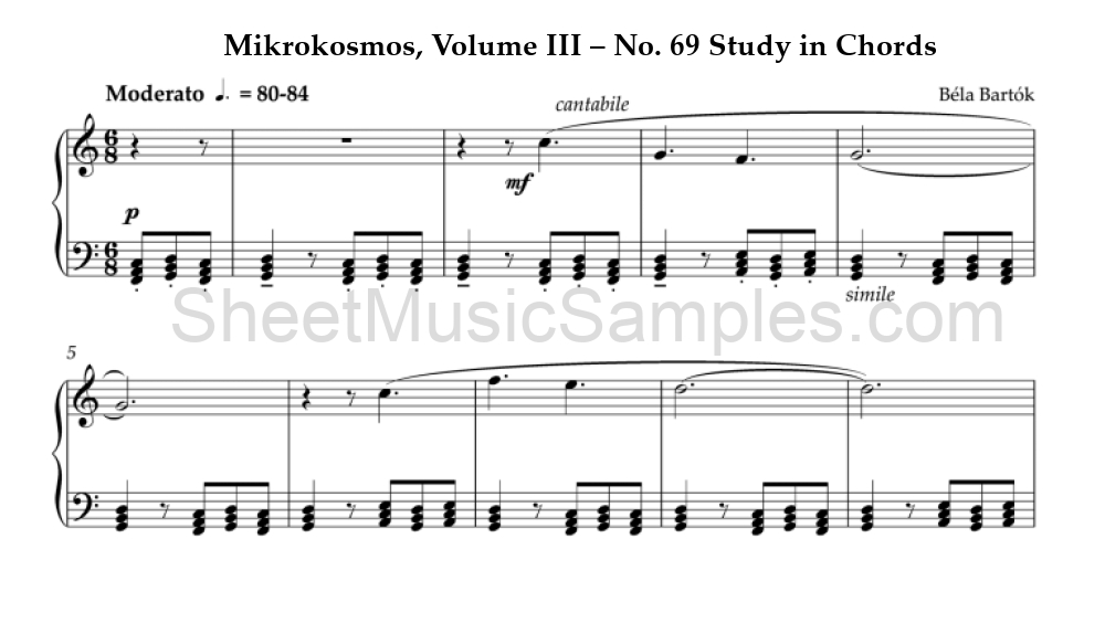 Mikrokosmos, Volume III – No. 69 Study in Chords