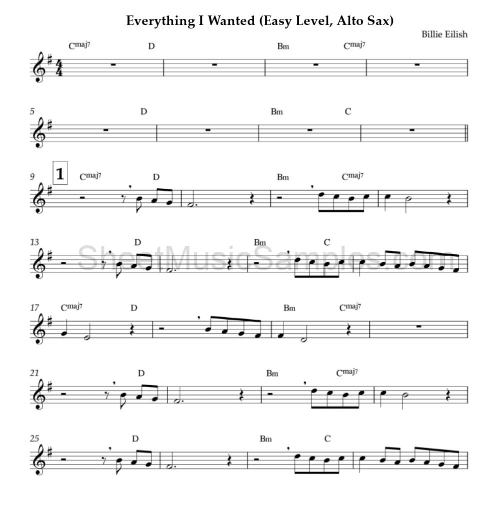 Everything I Wanted (Easy Level, Alto Sax)