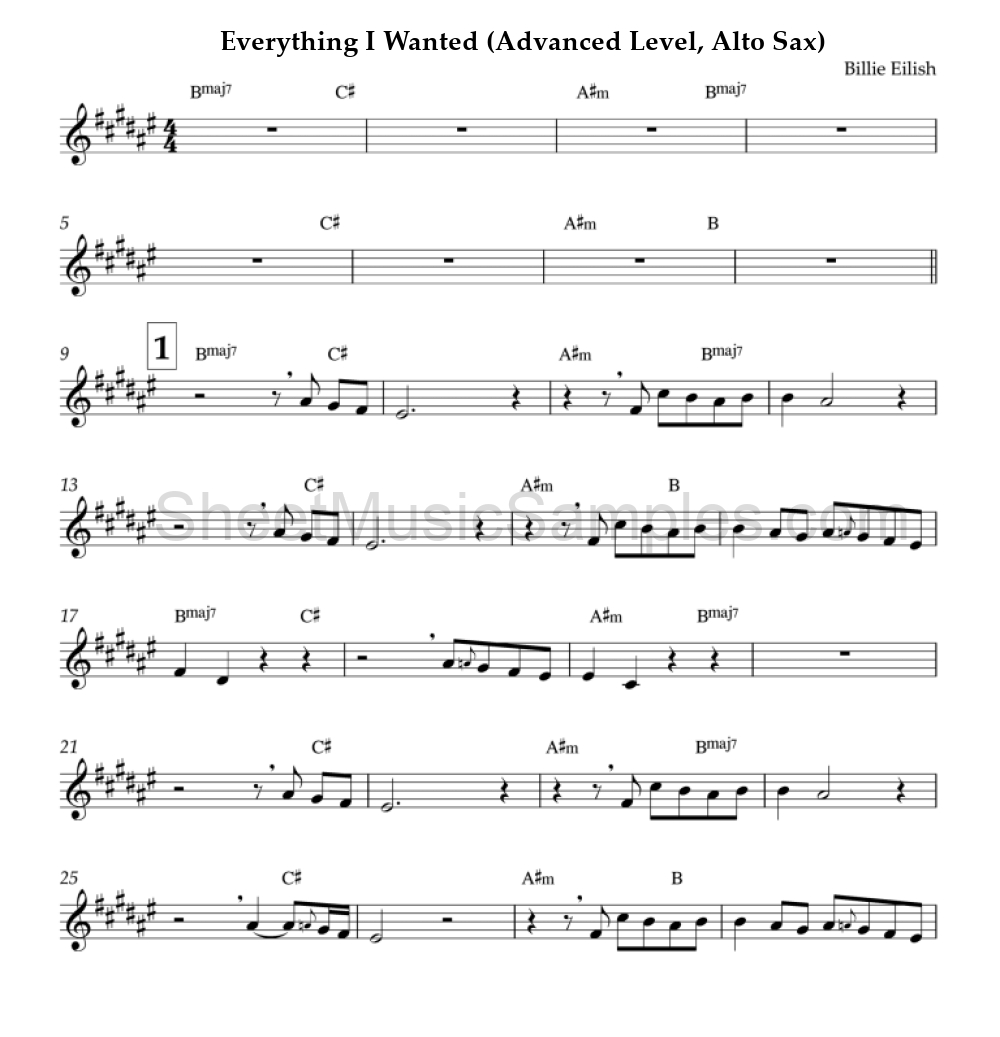 Everything I Wanted (Advanced Level, Alto Sax)