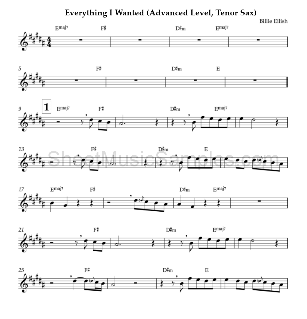 Everything I Wanted (Advanced Level, Tenor Sax)