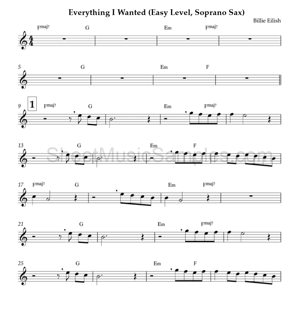 Everything I Wanted (Easy Level, Soprano Sax)