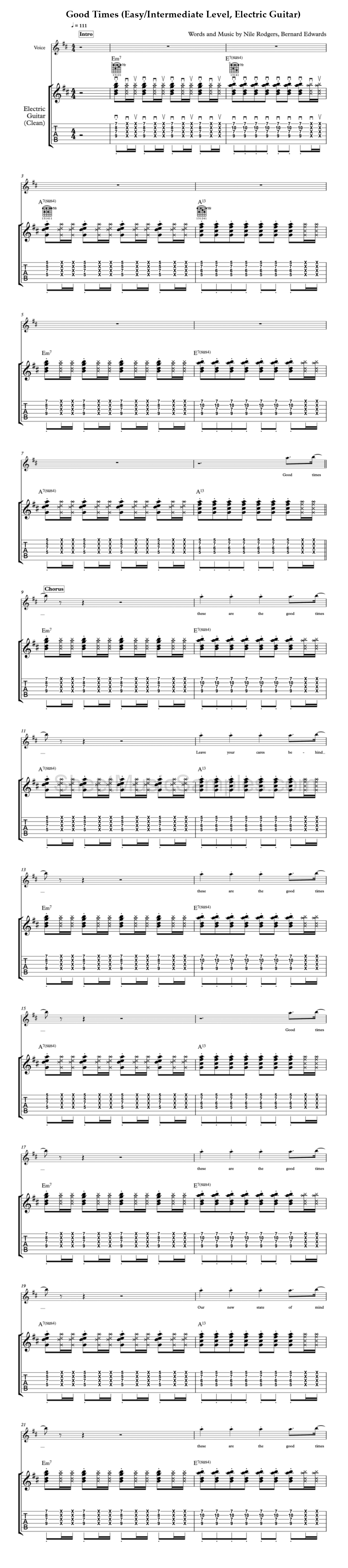 Good Times (Easy/Intermediate Level, Electric Guitar)