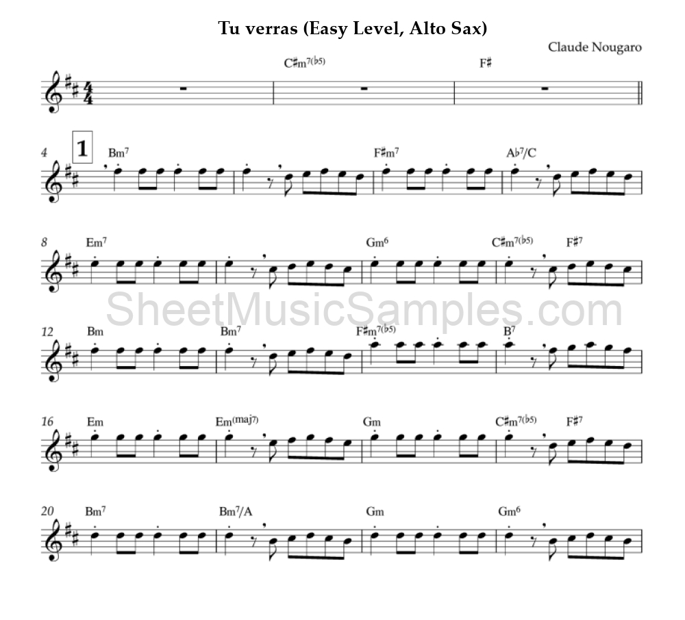 Tu verras (Easy Level, Alto Sax)